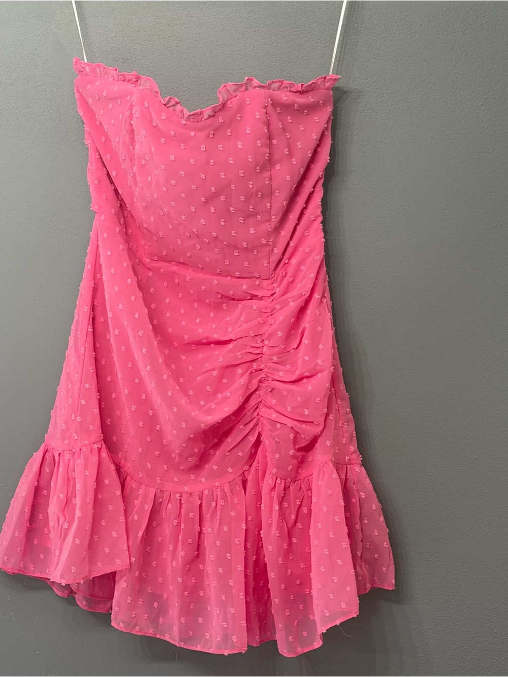 Hello Molly Pink Strapless Ruffle Mini Dress - Picture 2 of 3
